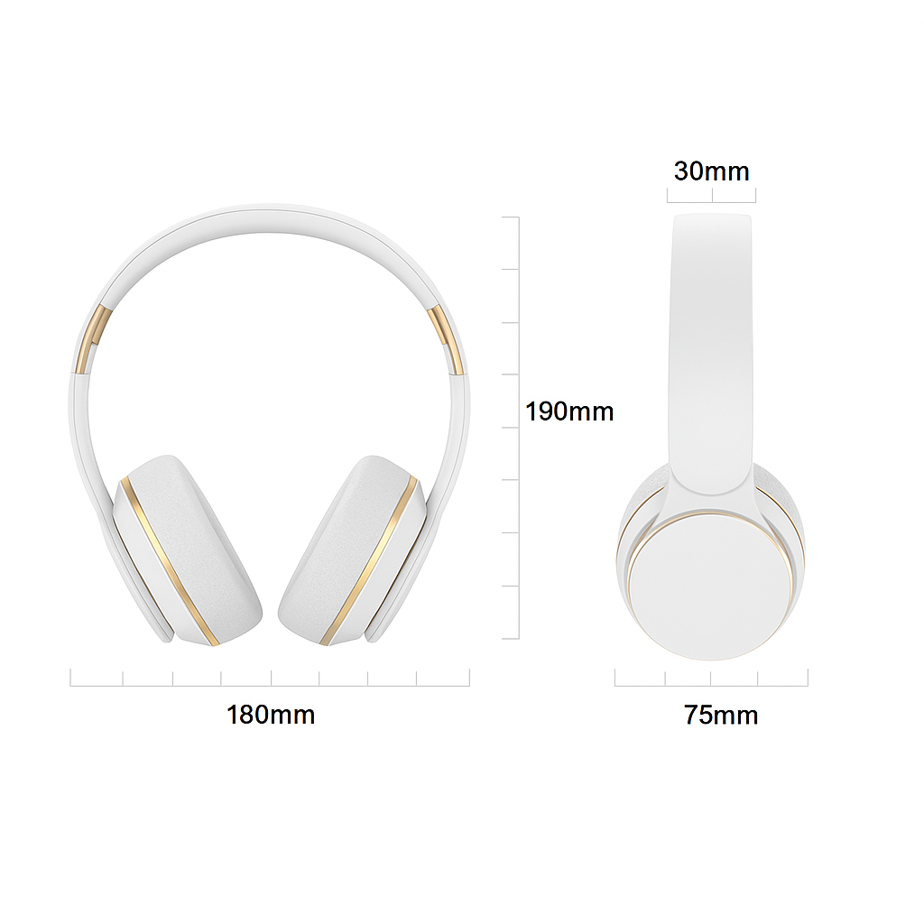 Wireless 5.0 Over-Ear Headphones (White)