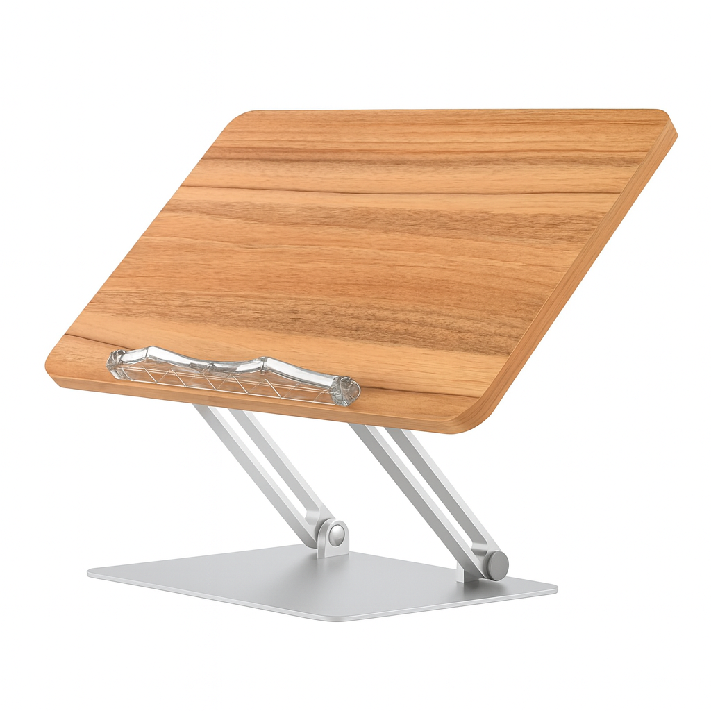 Aluminium Tablet Stand (Light Wood)