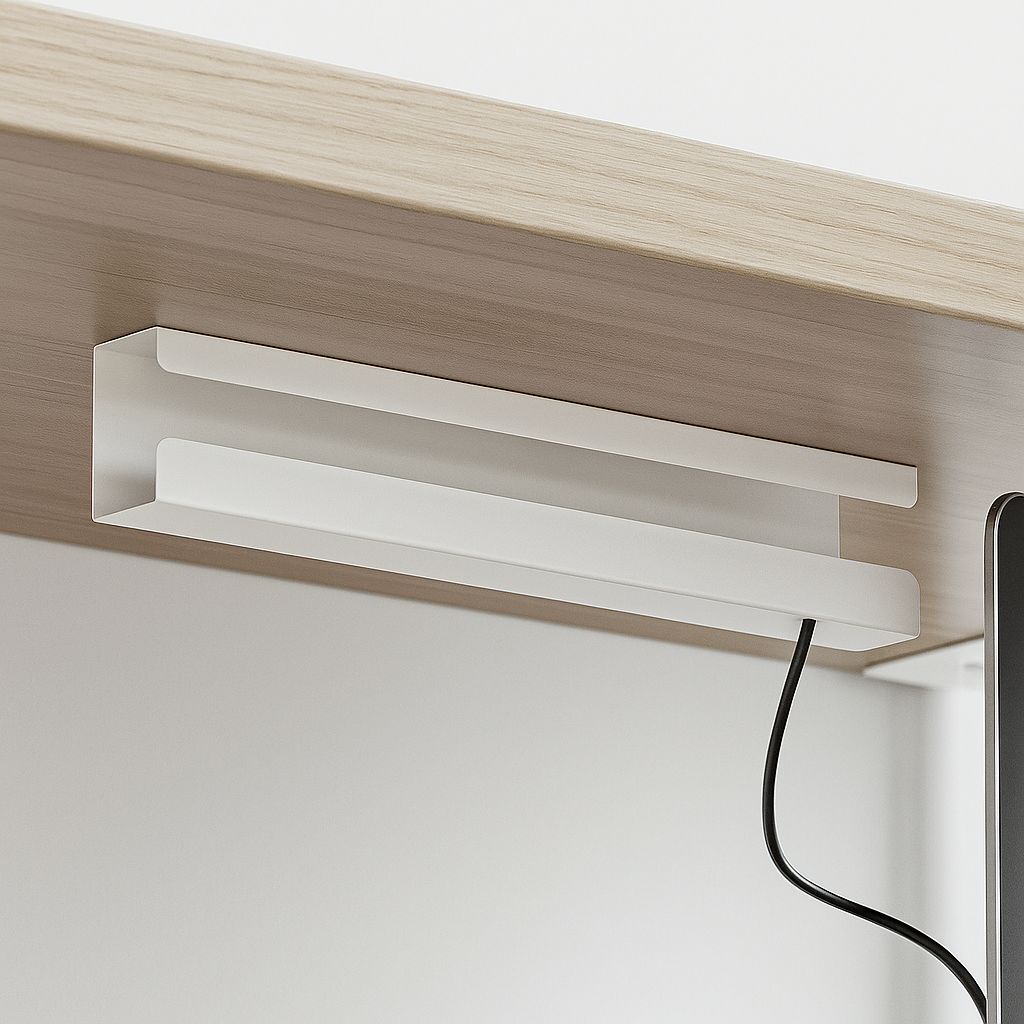 BRATECK Under-Desk Cable Tray Organiser (White)