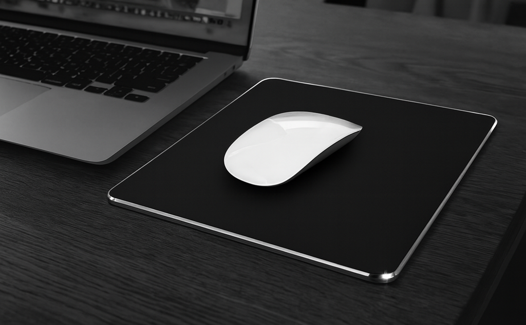 Large Dual-Sided Aluminium & PU Leather Mouse Pad (Black)