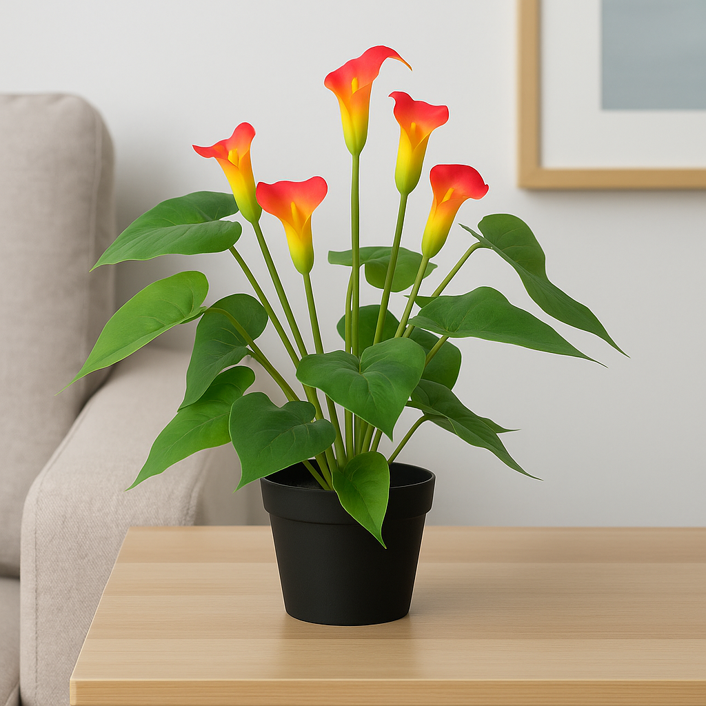 Artificial Flowering Peace Lily Plant 50cm (Orange)