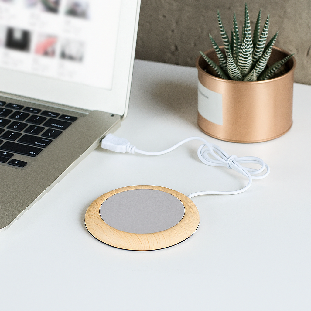 USB Desk Cup Warmer (Light Wood)
