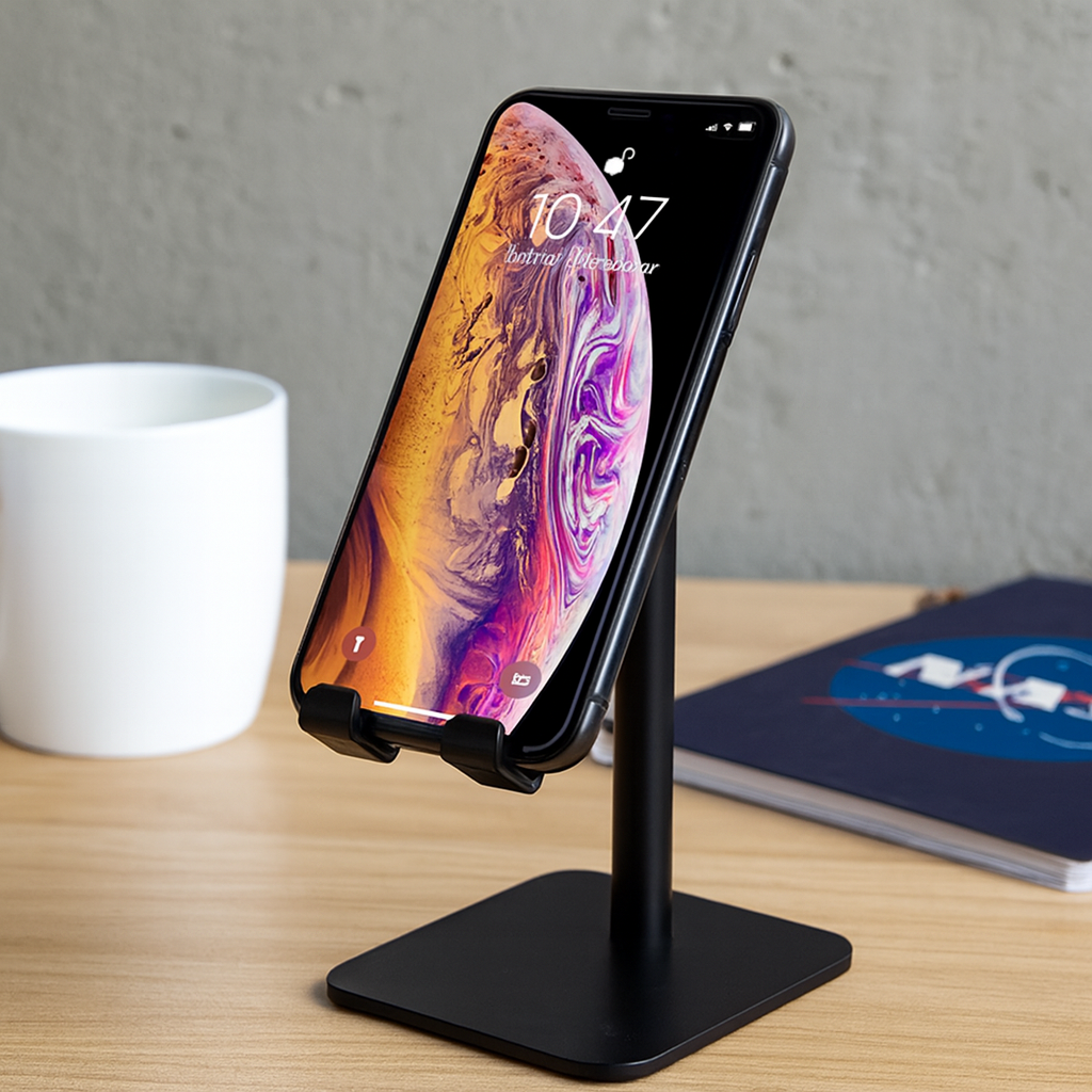 Tall Adjustable Aluminium Phone Stand (Black)