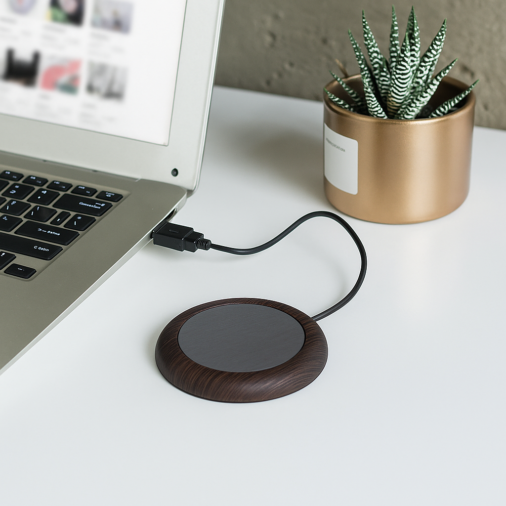 USB Desk Cup Warmer (Dark Wood)