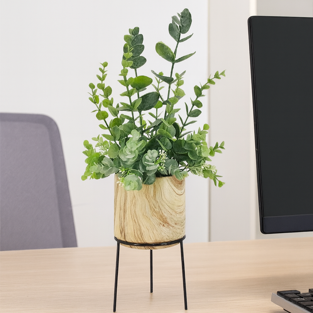 Artificial Plant & Ceramic Pot Stand 45cm