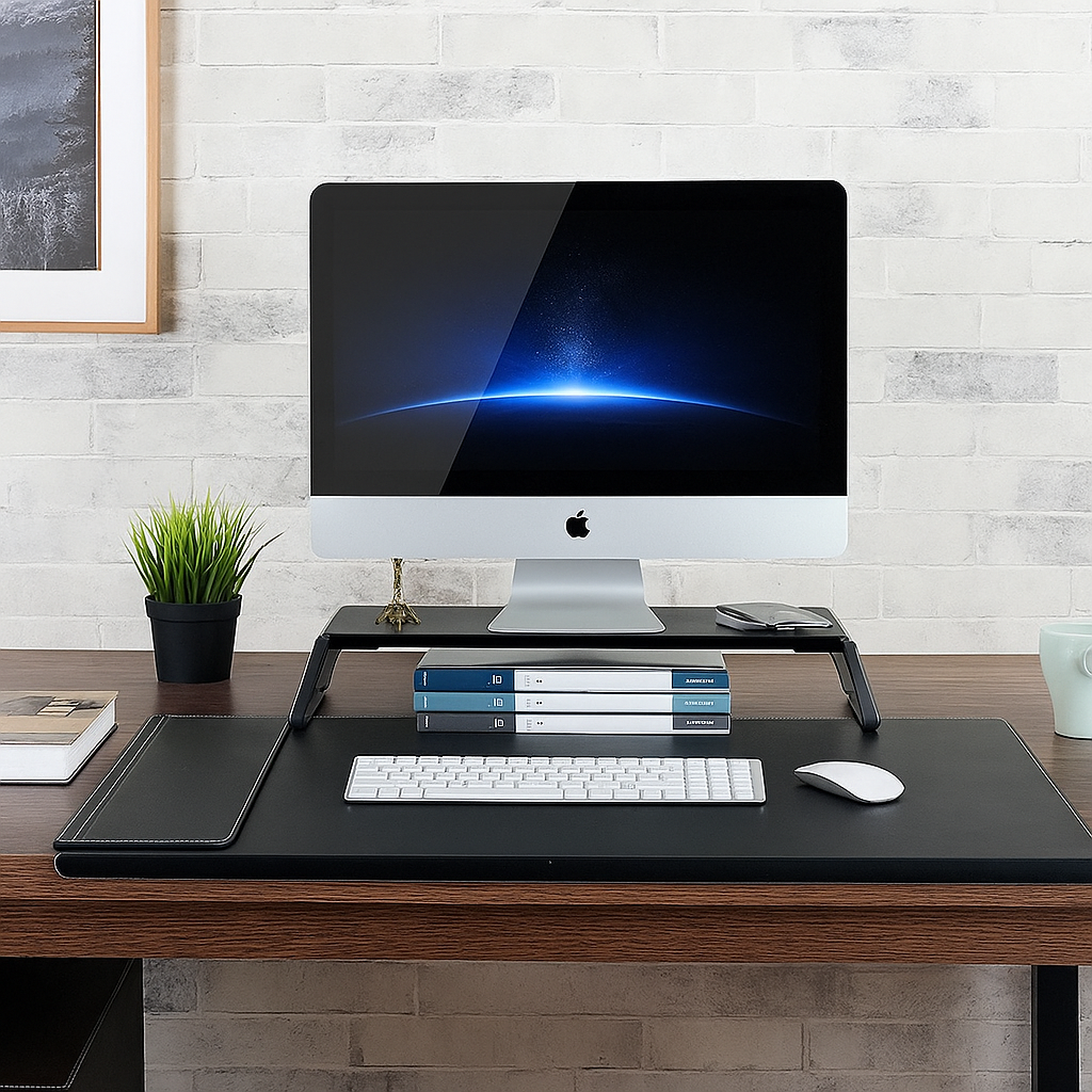 MDF & Aluminium Minimal Monitor Stand (Black)