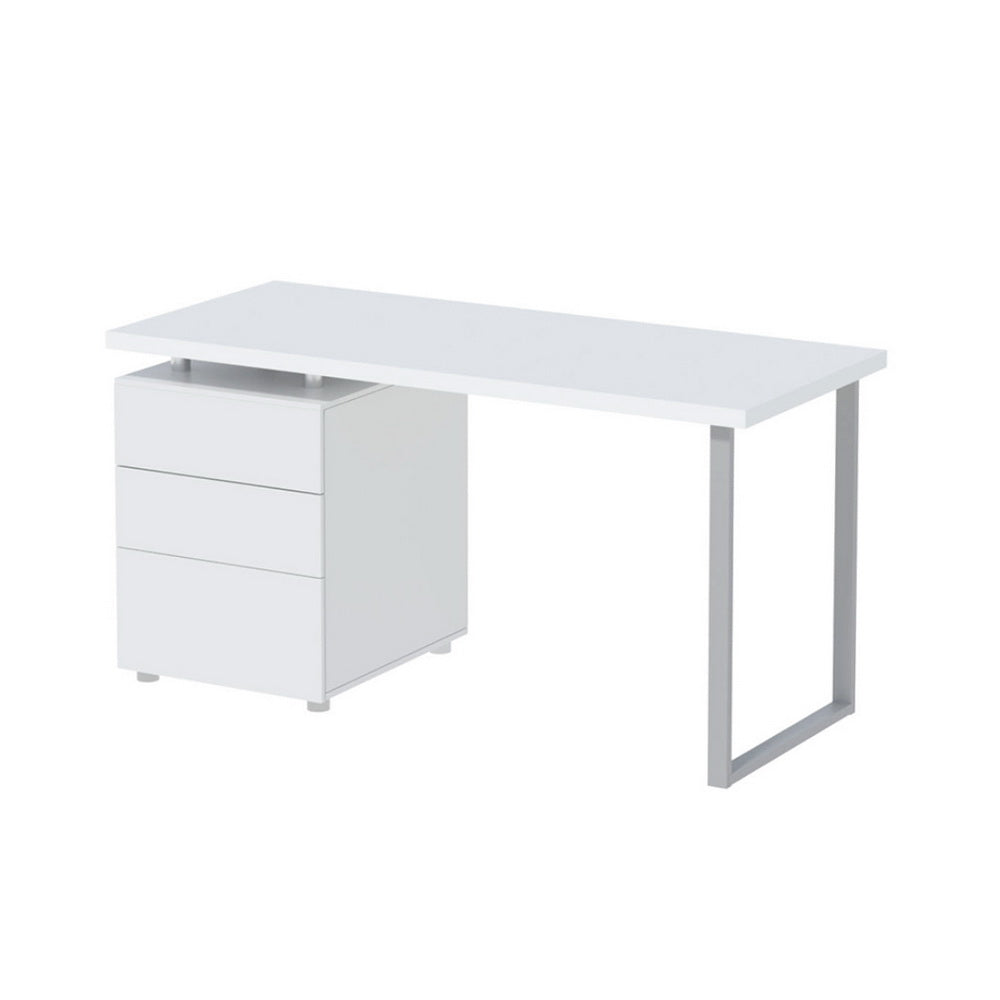 Computer Desk & Drawer Cabinet (White)