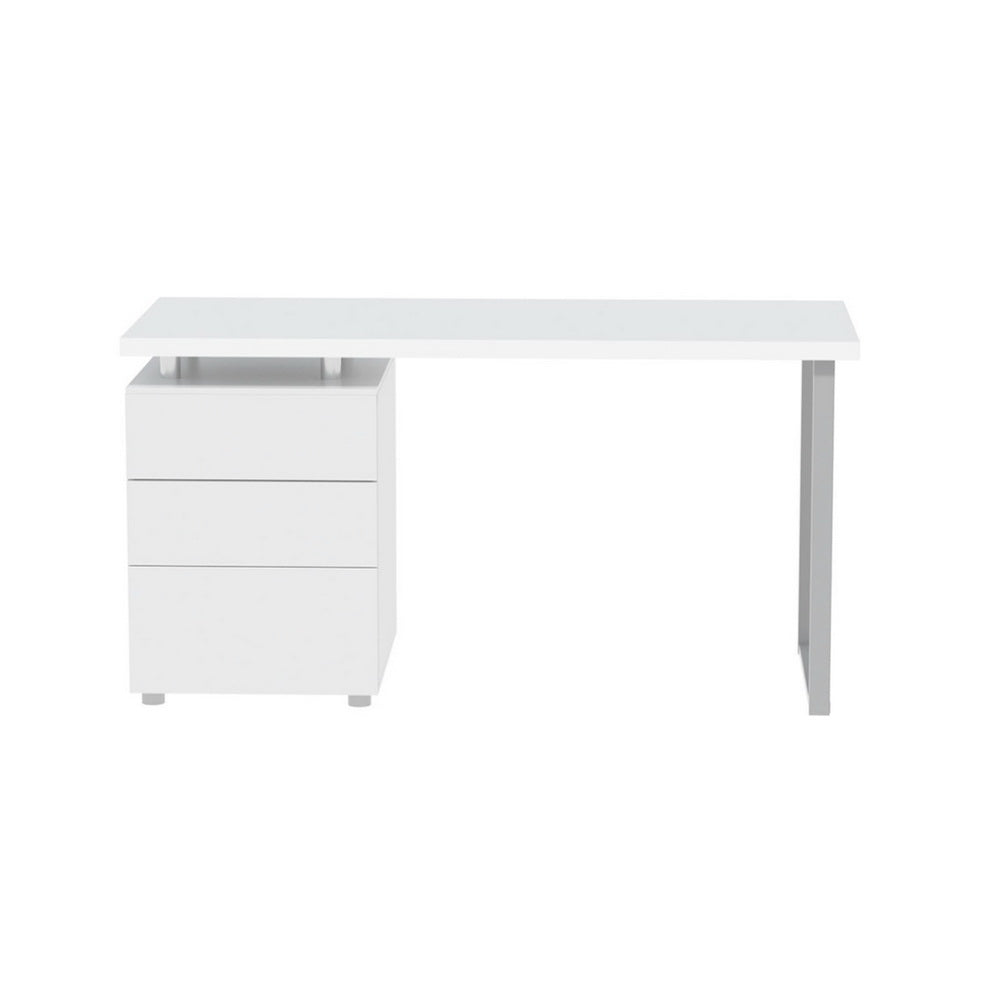 Computer Desk & Drawer Cabinet (White)