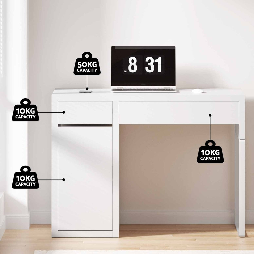 Compact Computer Desk with Drawer Cabinet