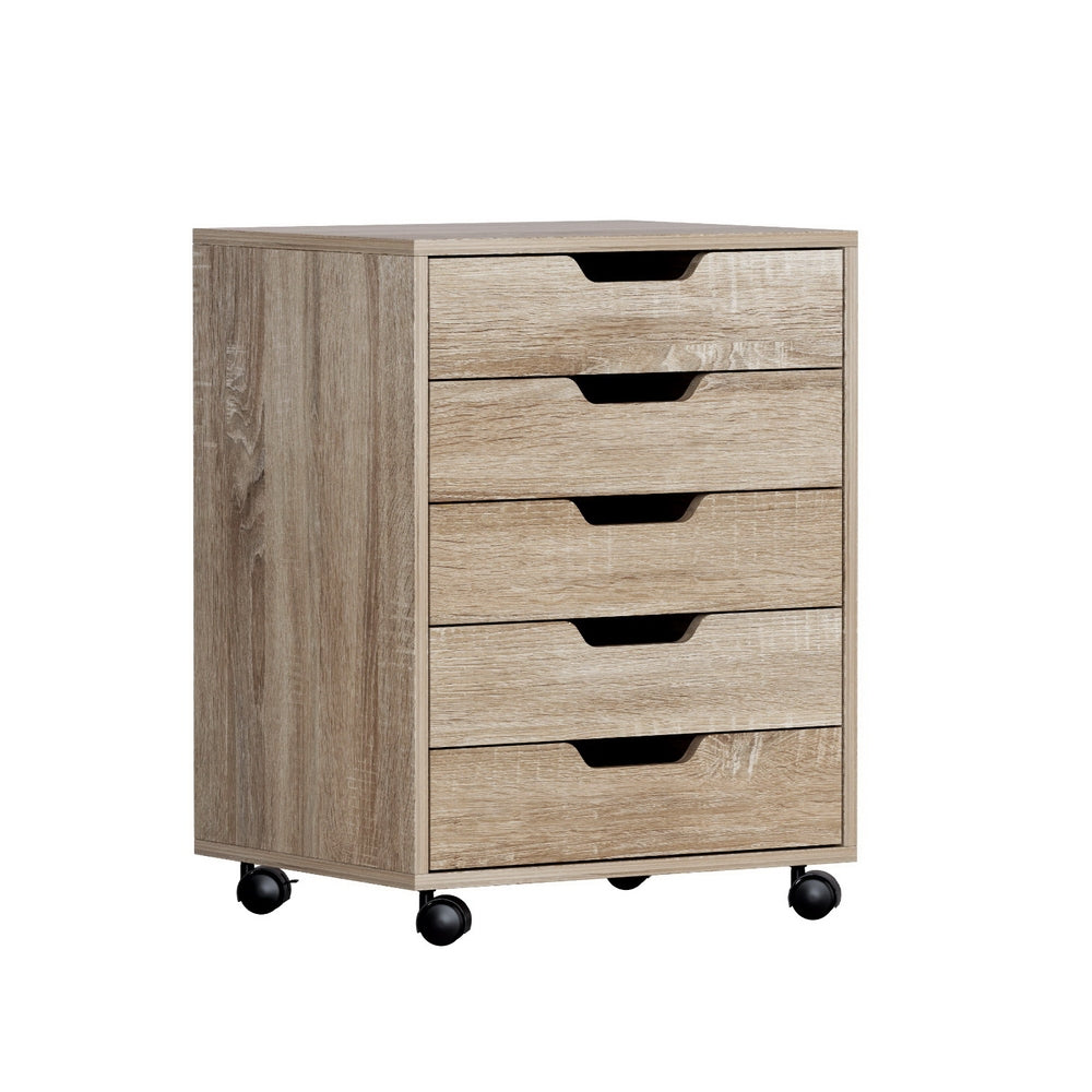 5-Drawer Mobile Filing Cabinet (Beige)