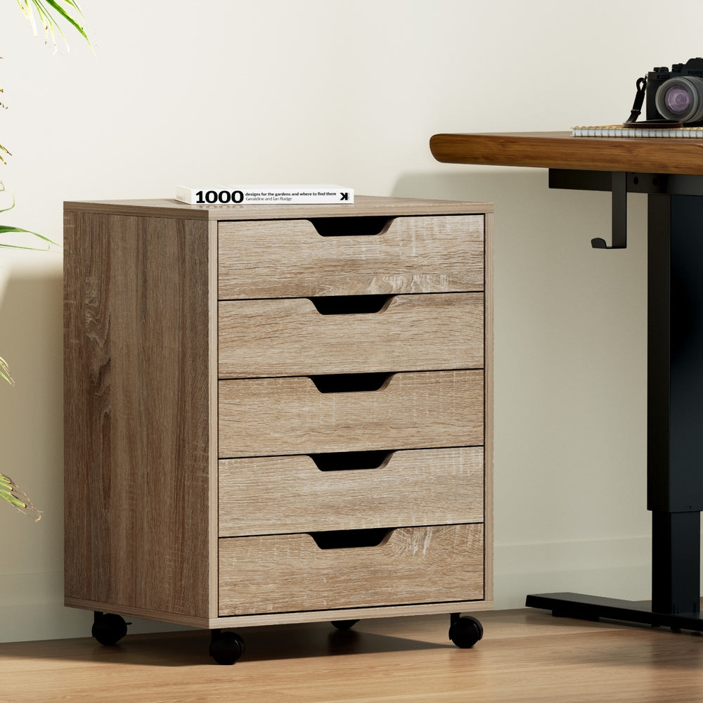 5-Drawer Mobile Filing Cabinet (Beige)