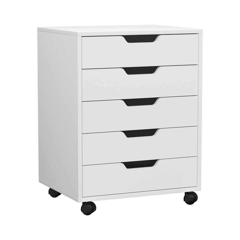 5-Drawer Mobile Filing Cabinet (White)