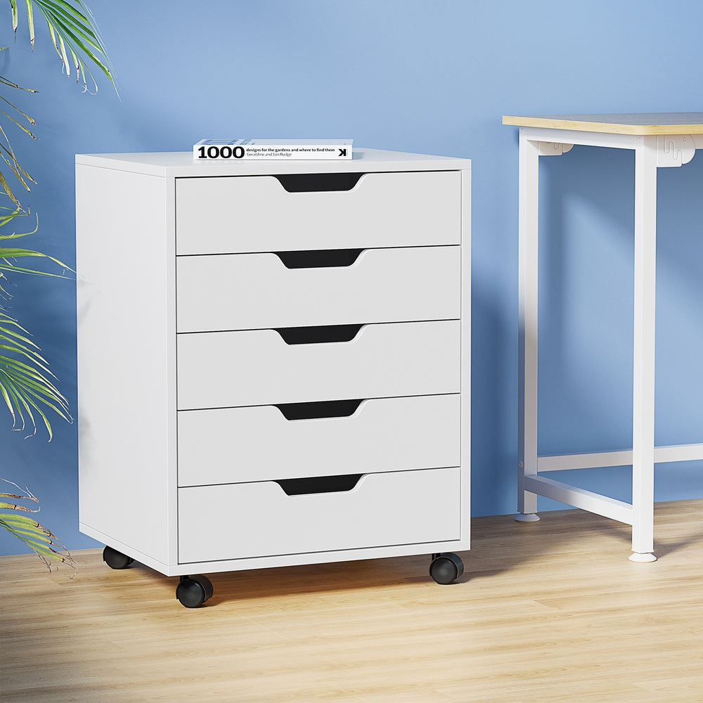 5-Drawer Mobile Filing Cabinet (White)