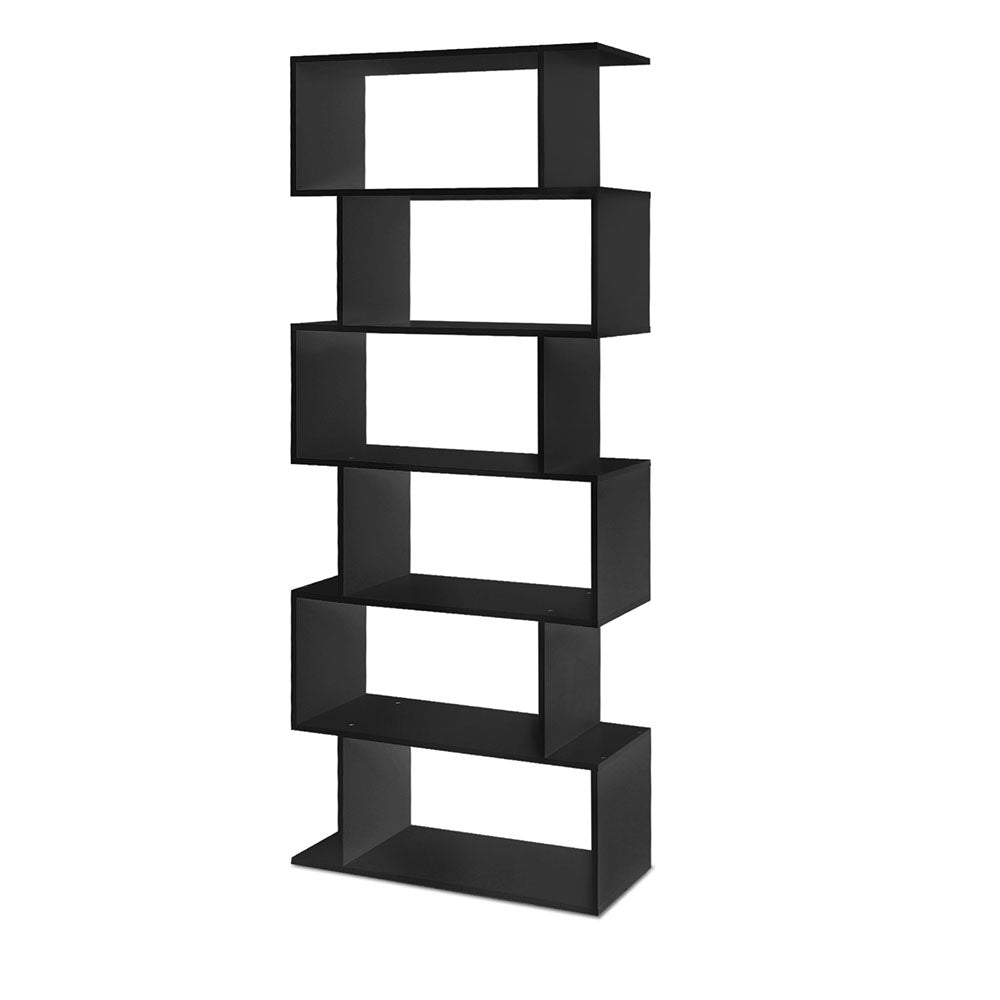 6-Tier Geometric Bookshelf (Black)