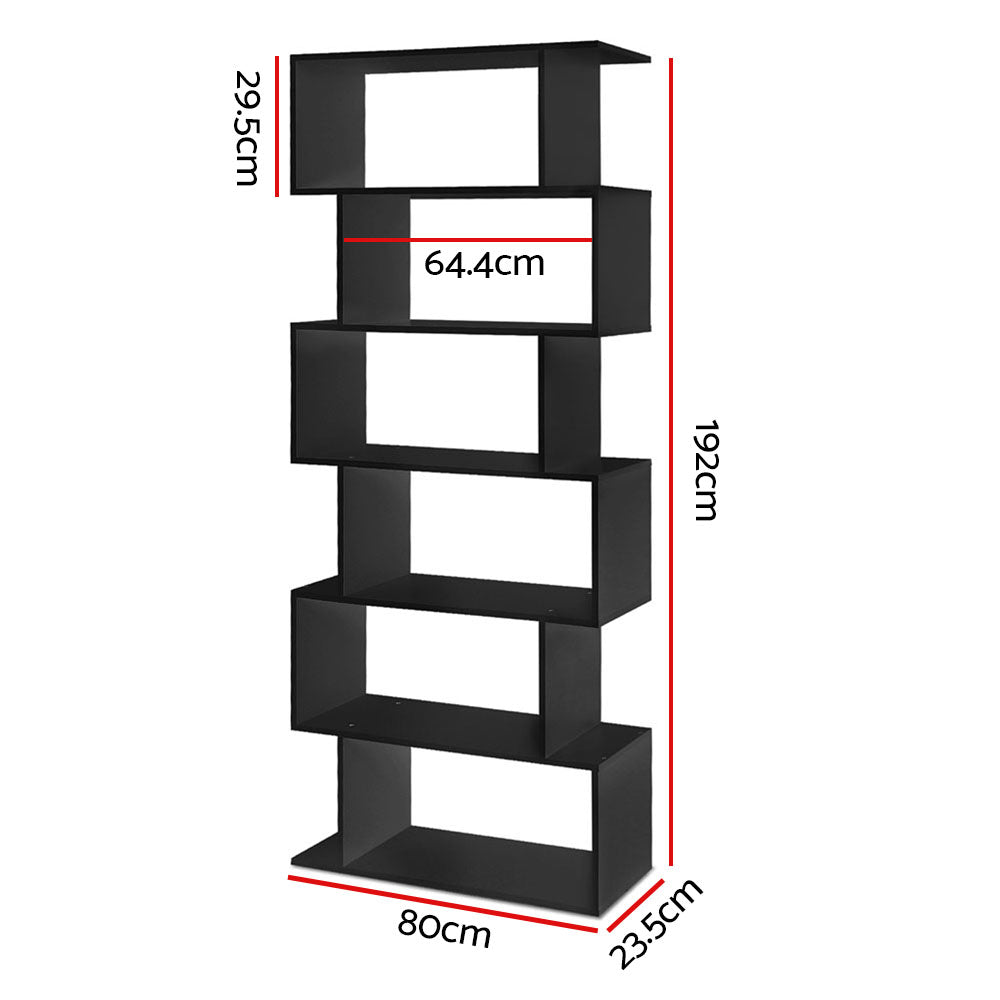 6-Tier Geometric Bookshelf (Black)