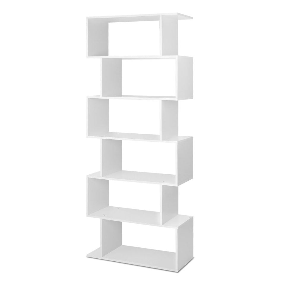 6-Tier Geometric Bookshelf (White)