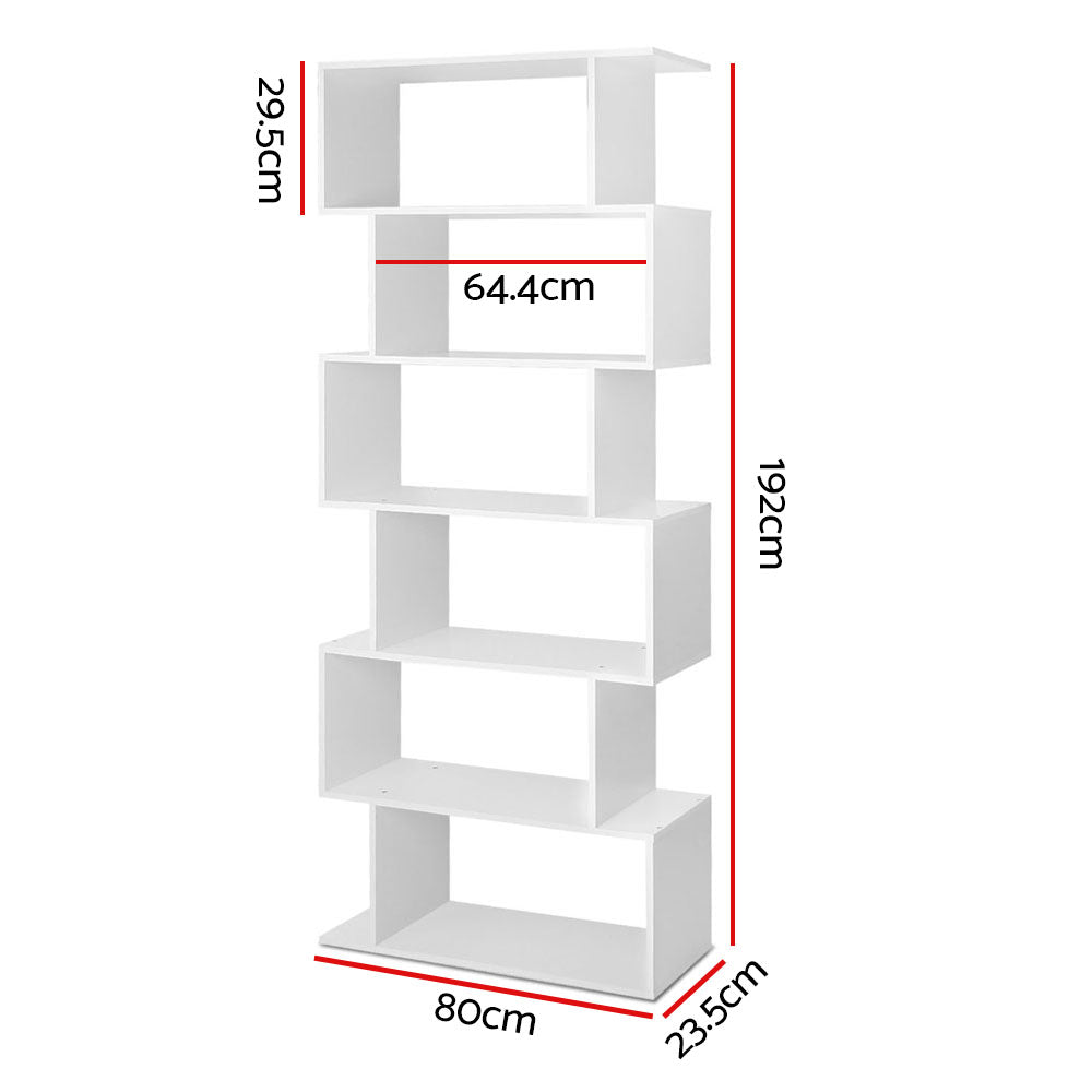 6-Tier Geometric Bookshelf (White)