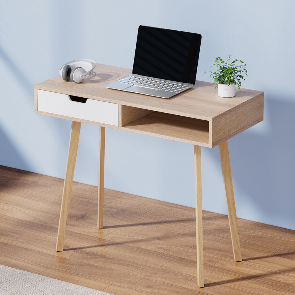 Modern Computer Desk & Drawer Cabinet (Oak)