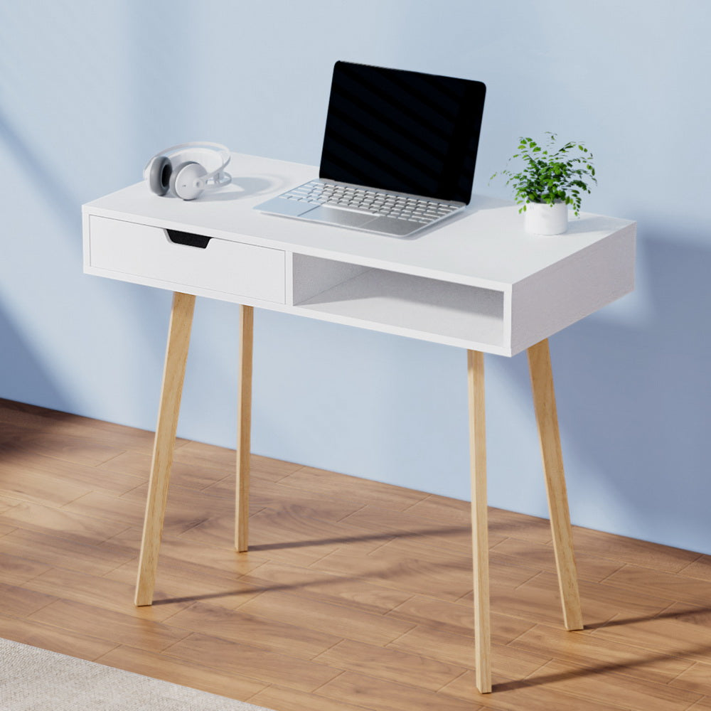 Modern Computer Desk & Drawer Cabinet (White)