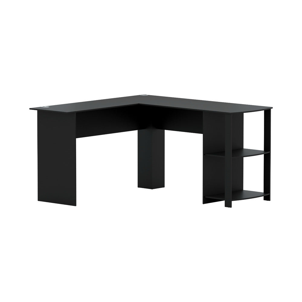 L-Shape Desk & Shelf (Black)