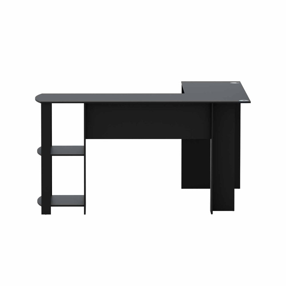 L-Shape Desk & Shelf (Black)