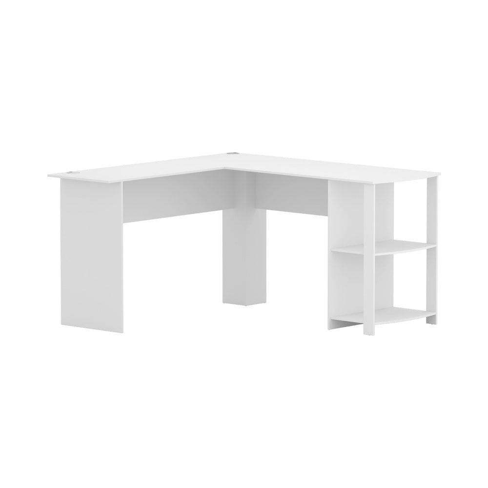 L-Shape Desk & Shelf (White)