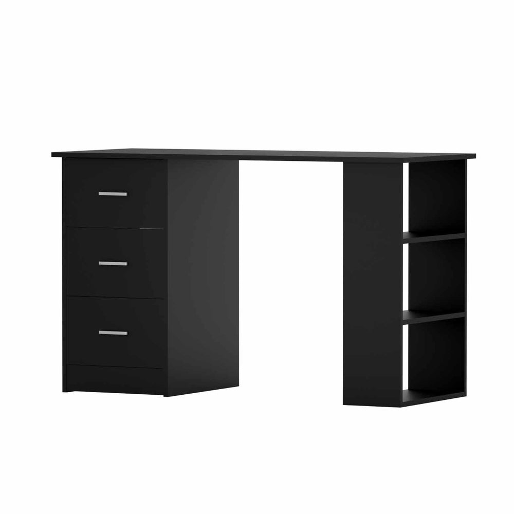 Compact Desk & Dual-Shelving (Black)