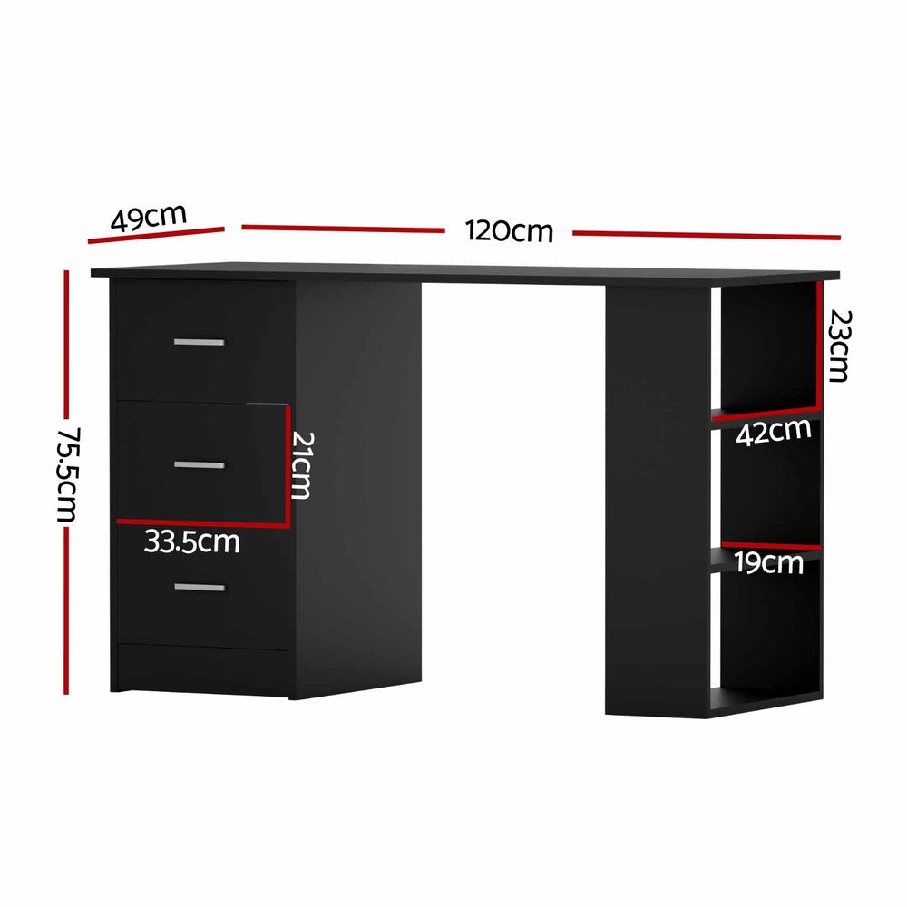 Compact Desk & Dual-Shelving (Black)