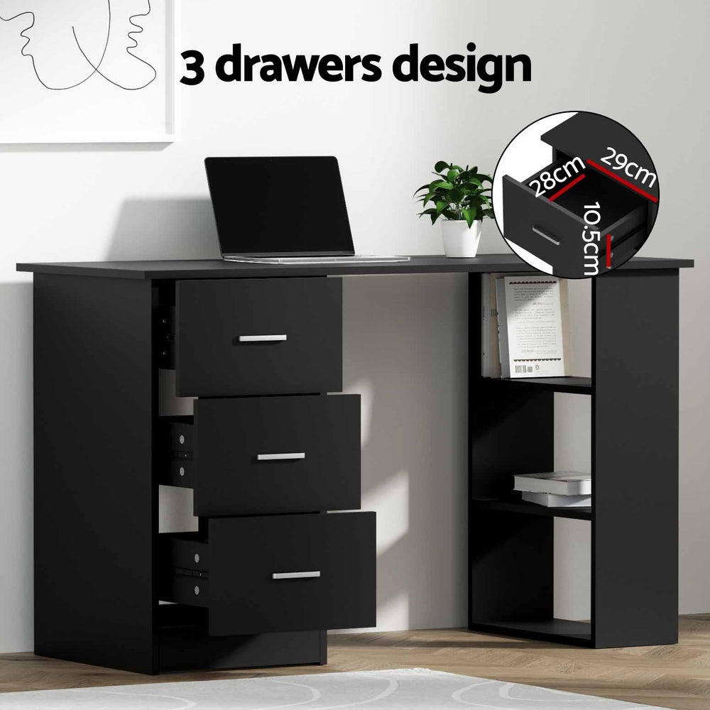 Compact Desk & Dual-Shelving (Black)