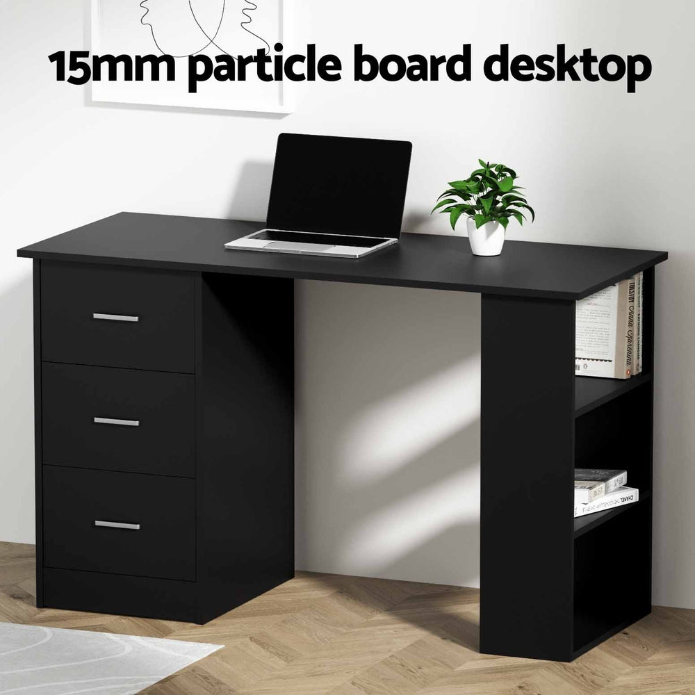 Compact Desk & Dual-Shelving (Black)