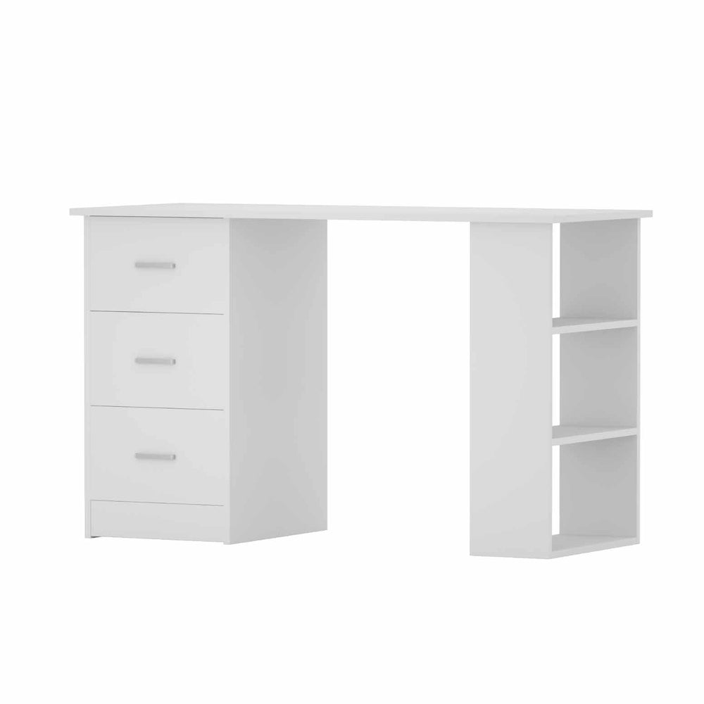 Compact Desk & Dual-Shelving (White)