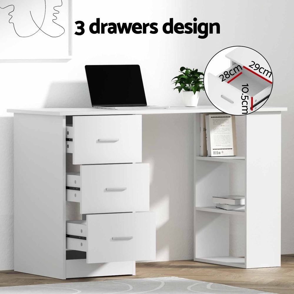 Compact Desk & Dual-Shelving (White)
