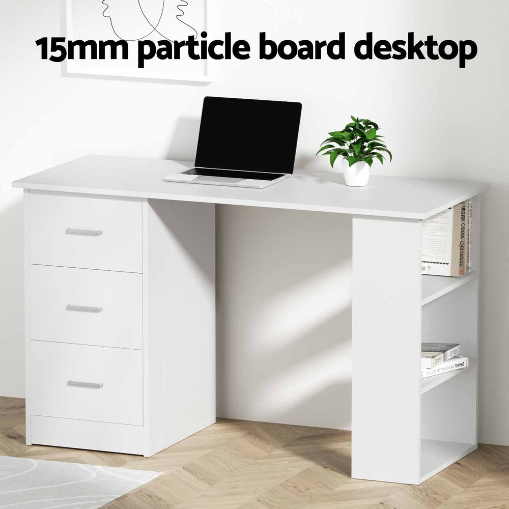 Compact Desk & Dual-Shelving (White)