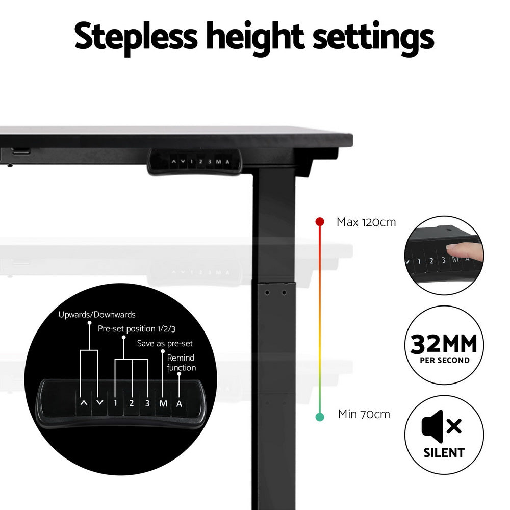 120cm Dual Motor Standing Desk (Black)