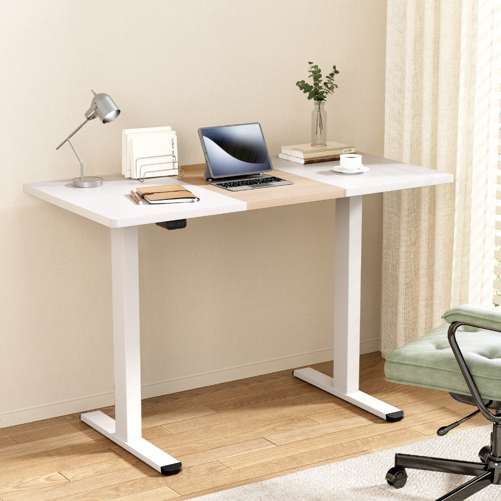 Dual Motor Standing Desk (White/Oak)