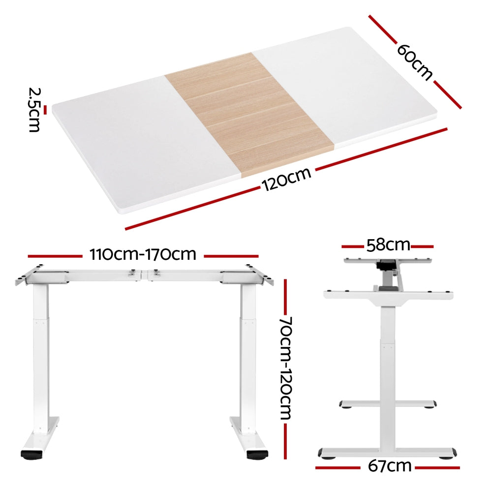 Dual Motor Standing Desk (White/Oak)