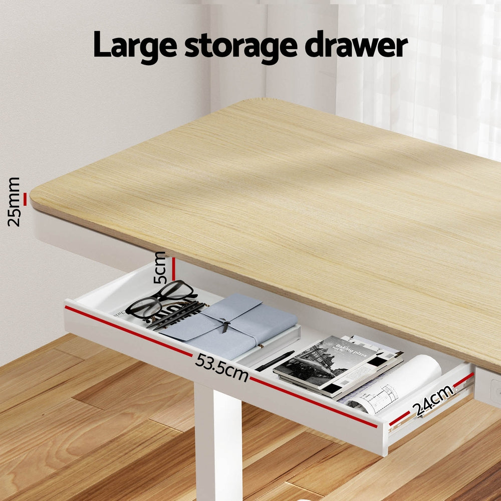 Dual Motor Standing Desk & Drawer (Oak)
