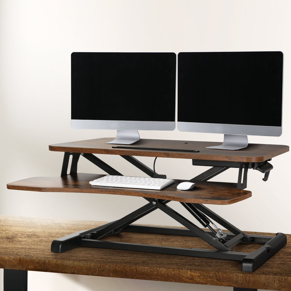 Artiss Standing Desk Monitor Riser (Brown)