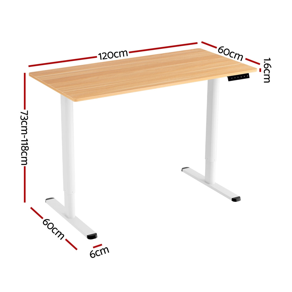 Electric Sit Stand Desk (Wood/White)