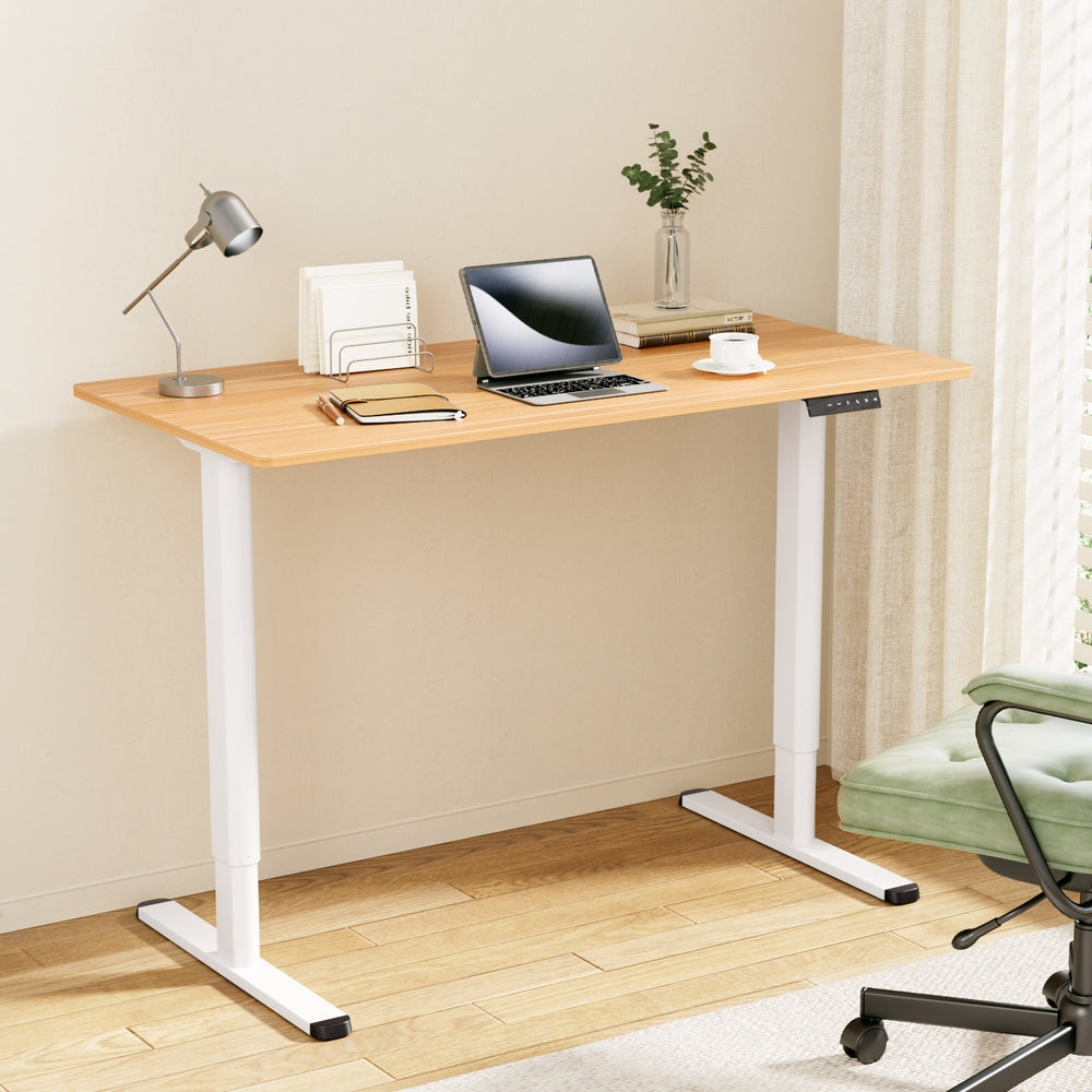 Electric Sit Stand Desk (Wood/White)