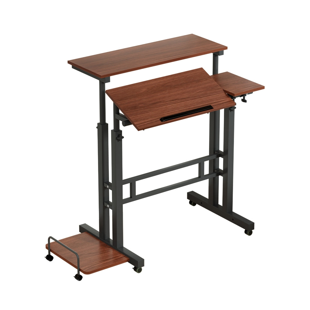 Mobile Twin Laptop Desk (Dark Wood)