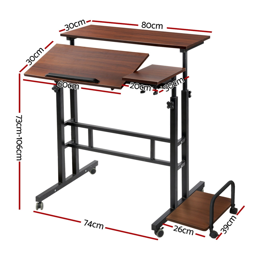 Mobile Twin Laptop Desk (Dark Wood)