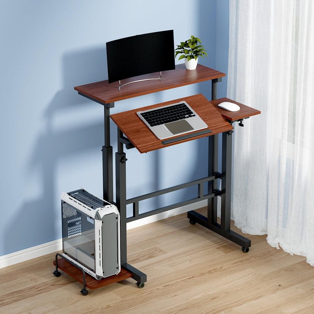 Mobile Twin Laptop Desk (Dark Wood)