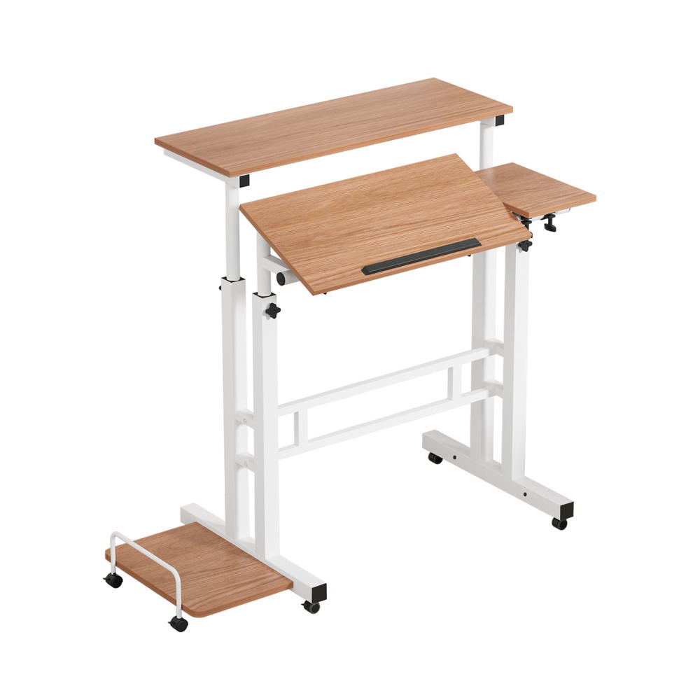 Mobile Twin Laptop Desk (Light Wood)