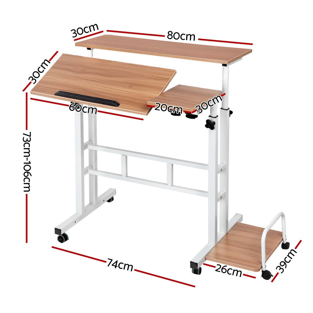 Mobile Twin Laptop Desk (Light Wood)