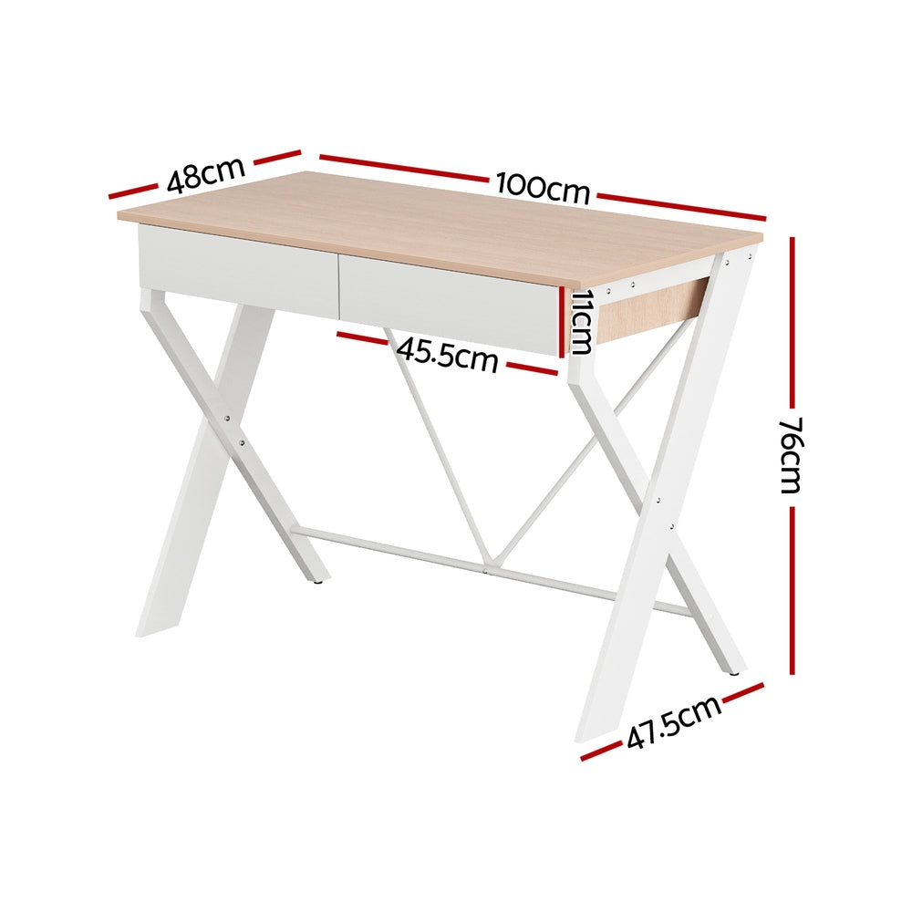 Xaxa Computer Desk (White/Oak)