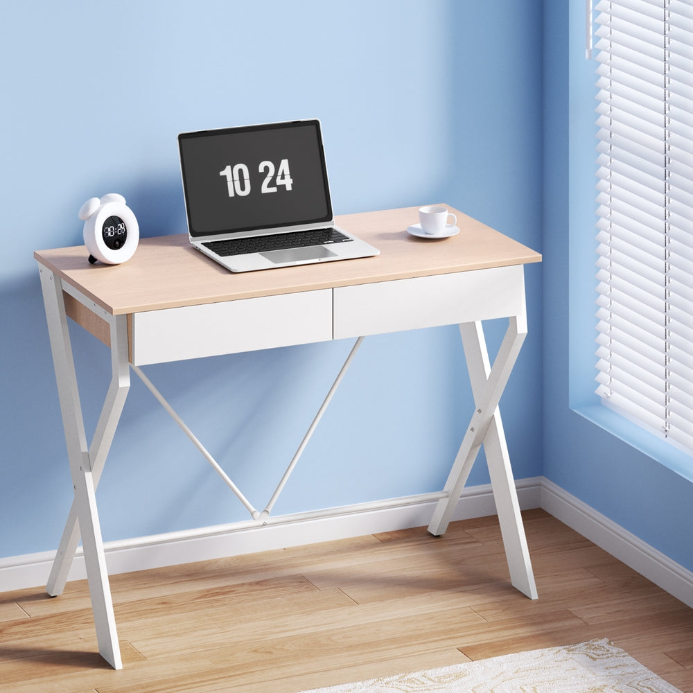 Xaxa Computer Desk (White/Oak)