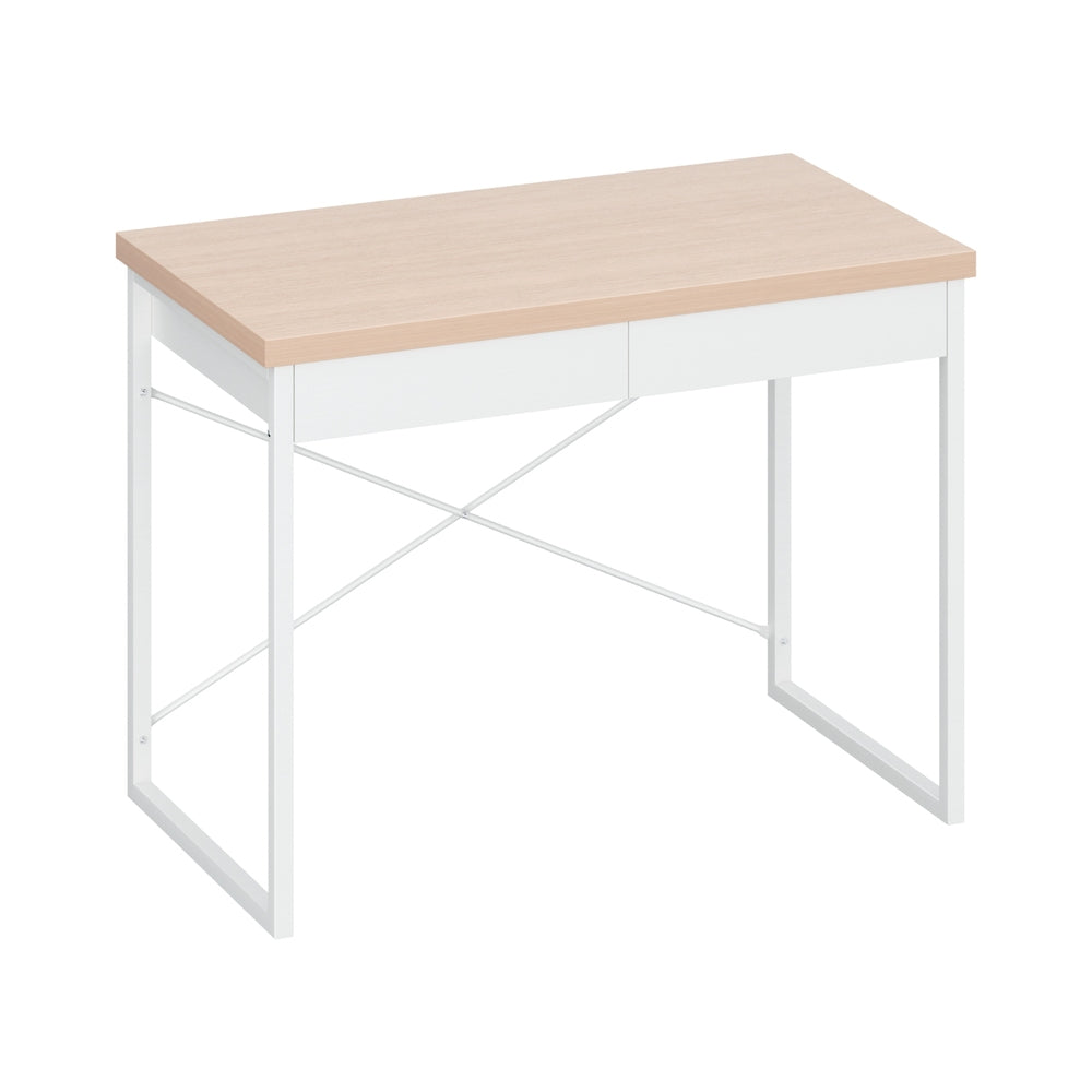 Artiss Borg Computer Desk & Drawer (Oak / White)