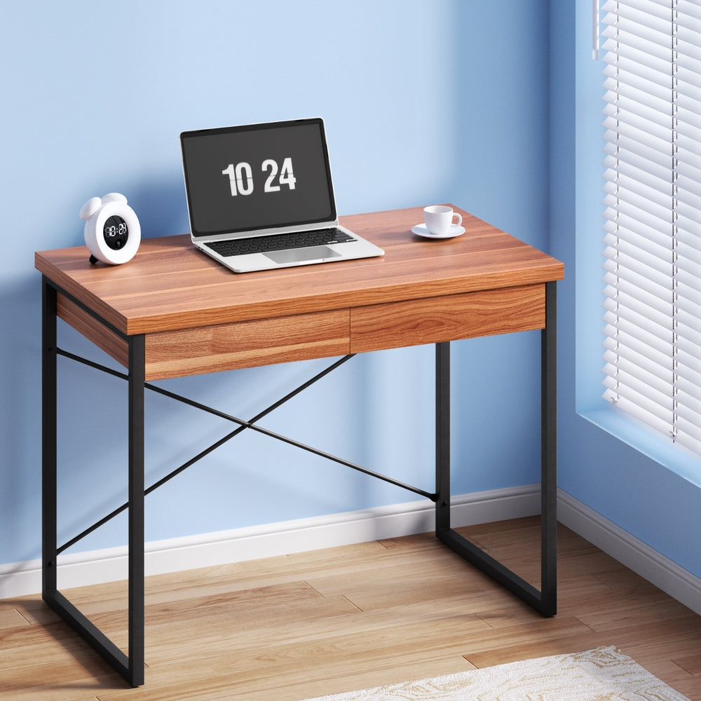 Artiss Borg Computer Desk & Drawer (Walnut)