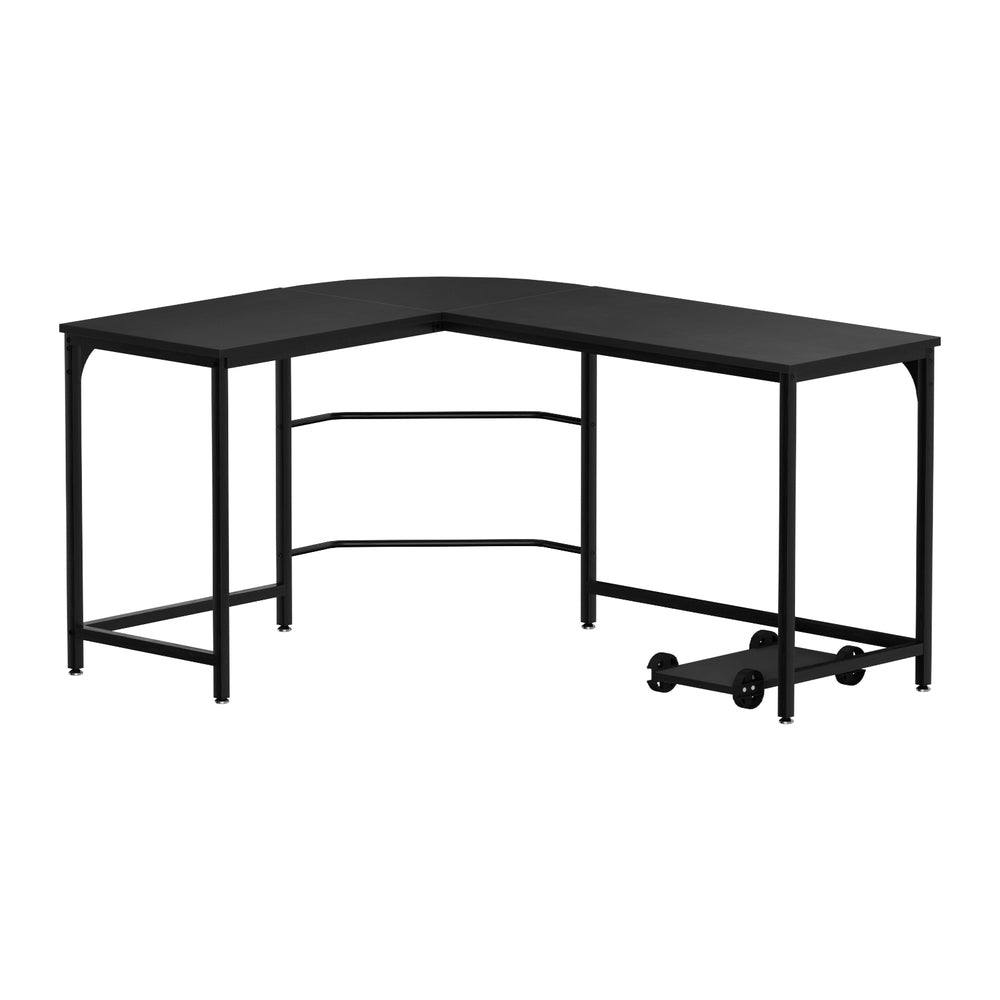 L-Shape Computer Desk & CPU Stand (Black)